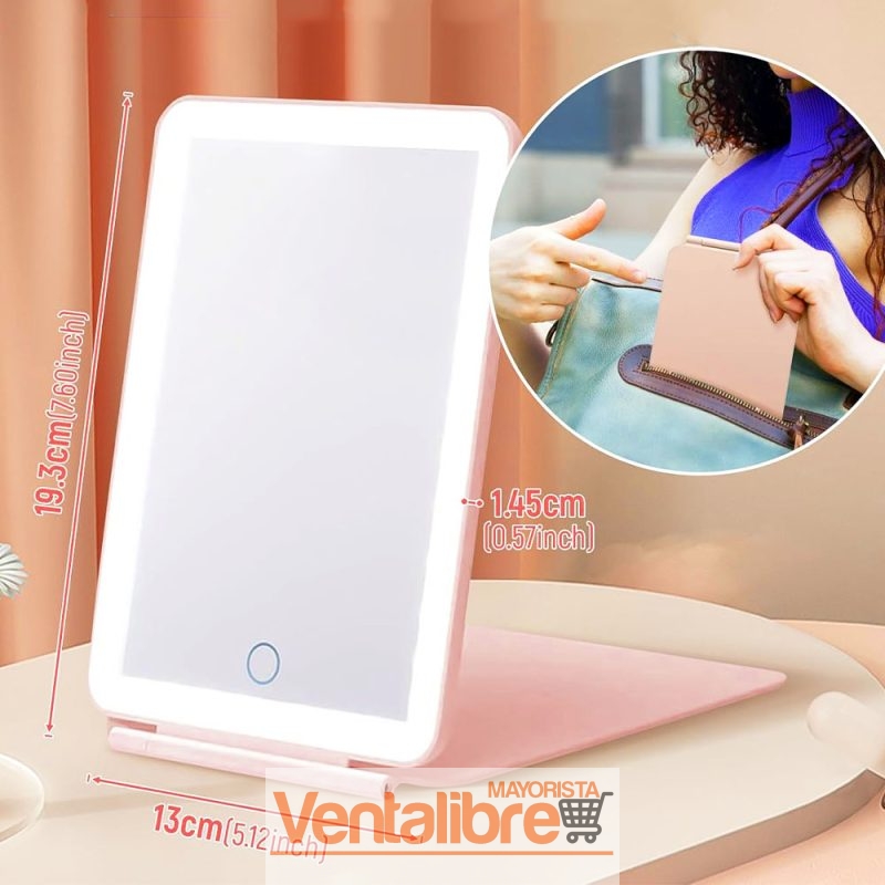 ESPEJO DE TOCADOR RECARGABLE CON LED 7"