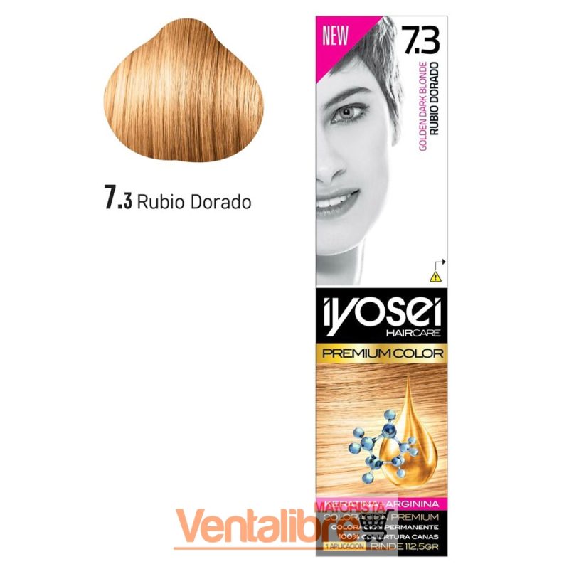 TINTURA IYOSEI PREMIUM TONO 7.3 RUBIO DORADO 45 GRS.
