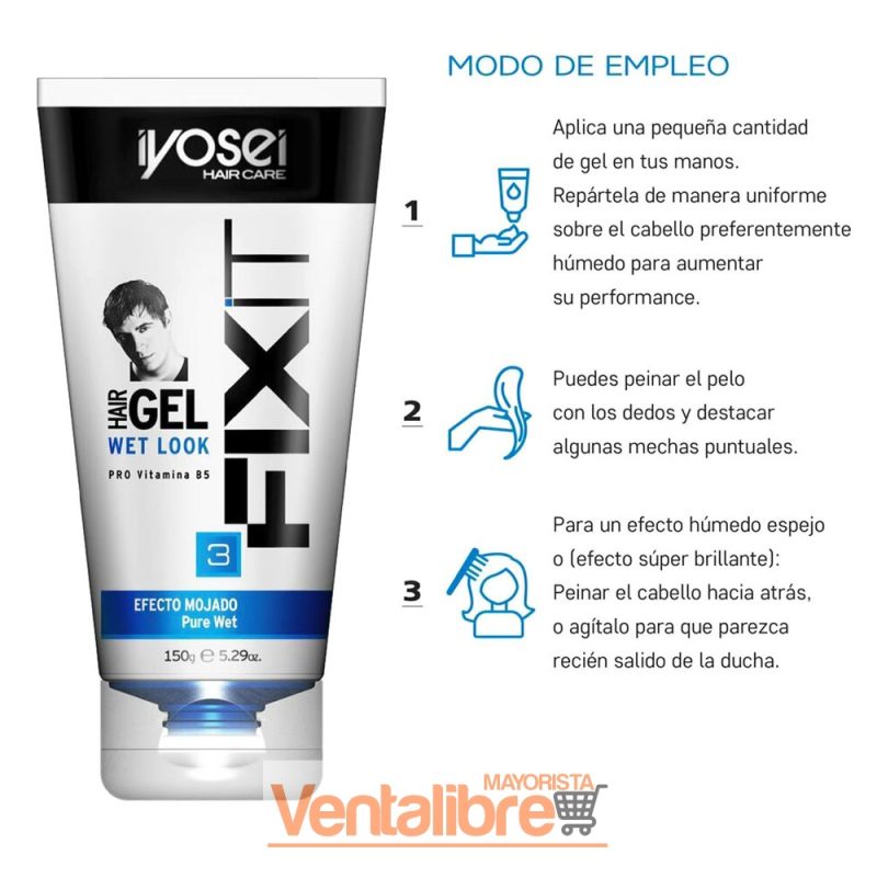 GEL CAPILAR FIXIT EFECTO MOJADO Y CON PRO VITAMINA B5 X 150 GRS. - Imagen 3