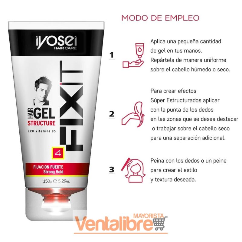 GEL CAPILAR FIXIT FIJACIÓN FUERTE Y CON PRO VITAMINA B5 150 GRS. - Imagen 3