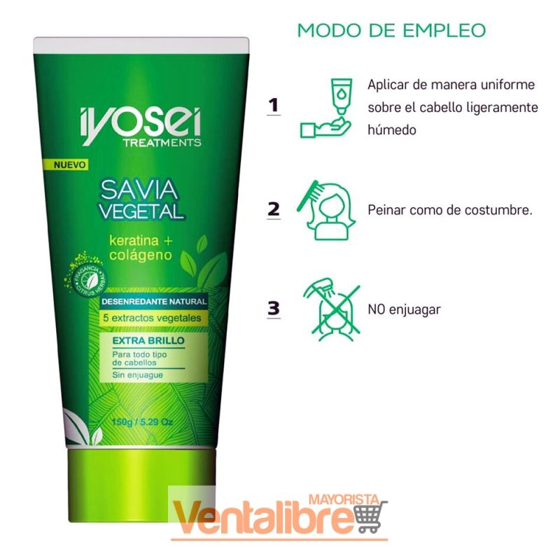 TRATAMIENTO CAPILAR SAVIA VEGETAL KERATINA & COLÁGENO 150 GRS. - Imagen 3