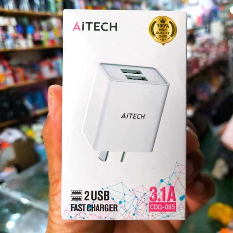 ADAPTADOR CARGADOR AITECH 3.1A 2 USB CARGA RÁPIDA