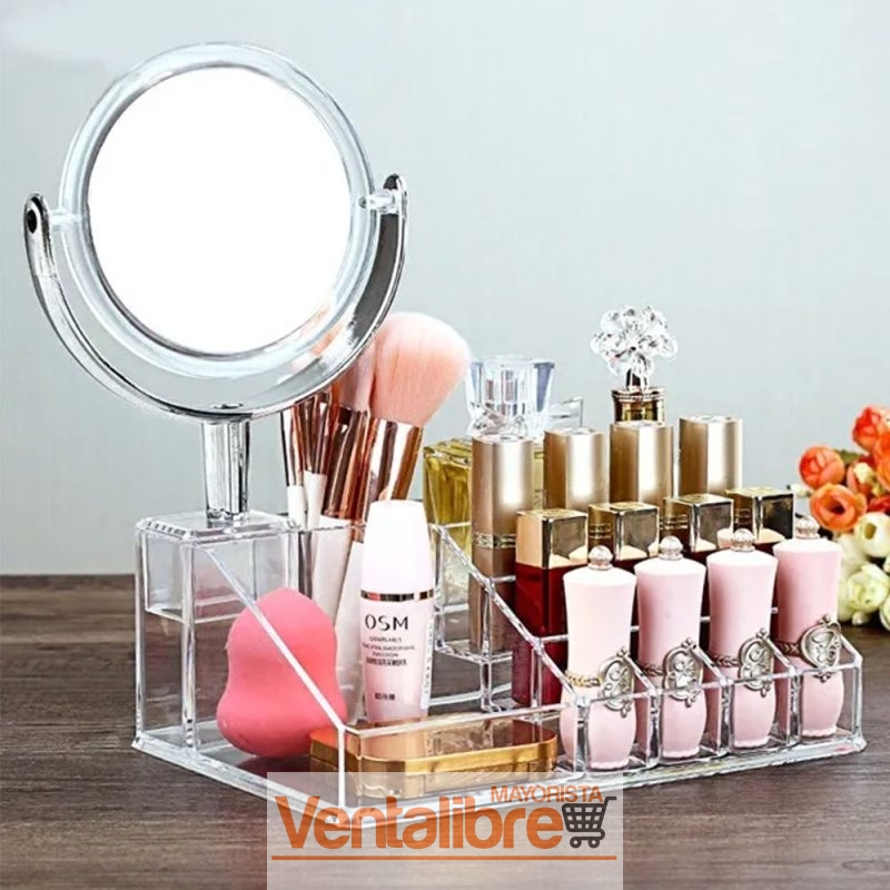 ORGANIZADOR DE COSMÉTICOS ACRÍLICO REFORZADO CON ESPEJO