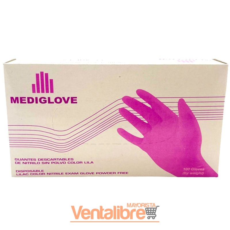 GUANTES DE NITRILO MEDIGLOVE ROSA X 100 U.