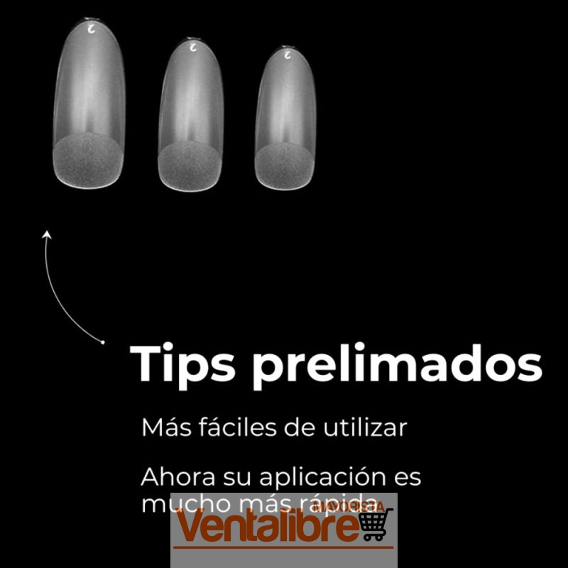 TIPS PARA SOFT GEL FORMA OVALADA PRE LIMADAS MATTE X 100 PCS. - Imagen 3