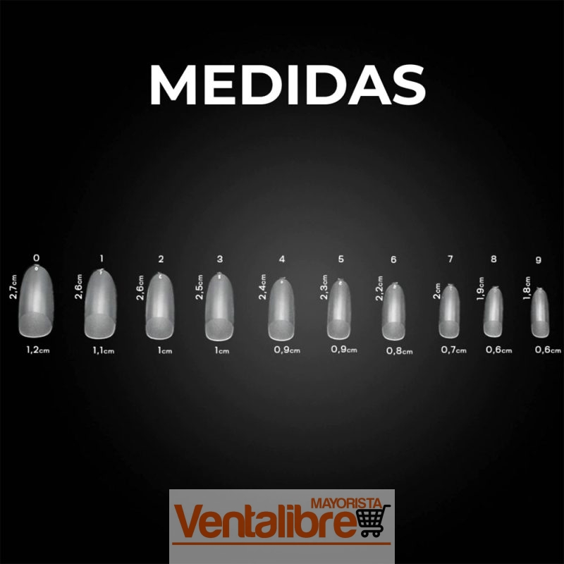 TIPS PARA SOFT GEL FORMA OVALADA PRE LIMADAS MATTE X 100 PCS. - Imagen 2