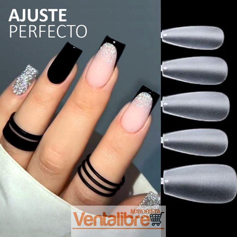 TIPS SOFT GEL COFFIN MATTE LARGO X 100 PCS.