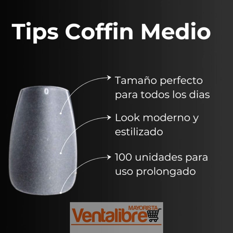 TIPS PARA SOFT GEL COFFIN MATTE MEDIO X 100 PCS. - Imagen 2