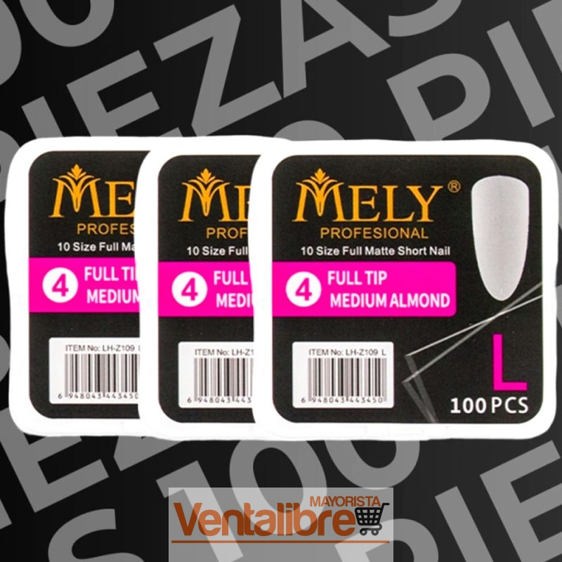 TIPS SOFT GEL ALMENDRA MATTE MEDIO X 100 PCS.