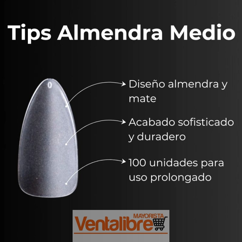 TIPS SOFT GEL ALMENDRA MATTE MEDIO X 100 PCS. - Imagen 4