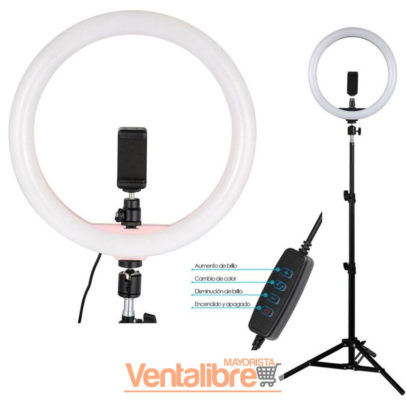 ARO DE LUZ 12" (30CM) CON TRÍPODE HASTA 2.1 MTS.