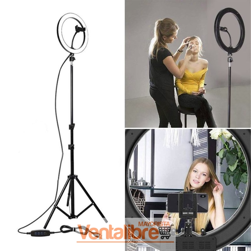 ARO DE LUZ 12" (30CM) CON TRÍPODE HASTA 2.1 MTS. - Imagen 2