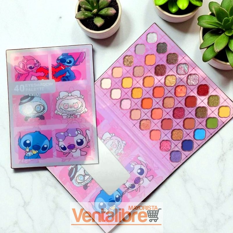 PALETA STITCH DE SOMBRAS POR 40 COLORES DE ALTA PIGMENTACIÓN