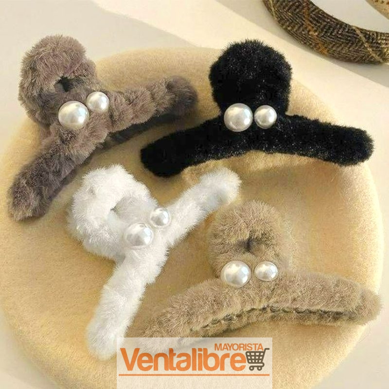 BROCHE DE PELO PELUCHE CON PERLA BLANCA 11 CM. - Imagen 2
