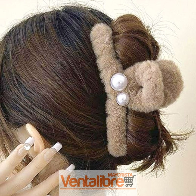 BROCHE DE PELO PELUCHE CON PERLA BLANCA 11 CM. - Imagen 4