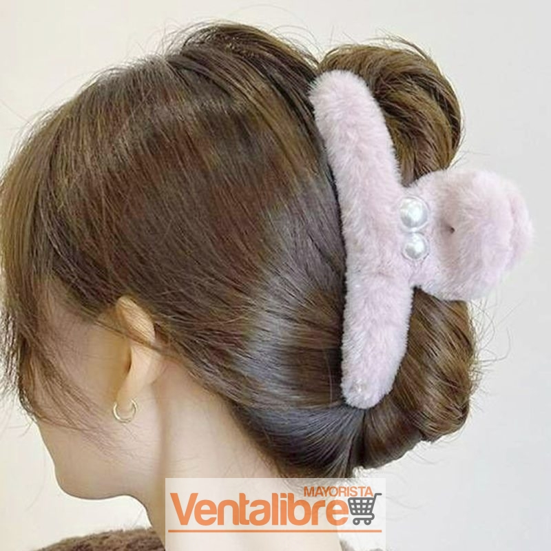 BROCHE DE PELO PELUCHE CON PERLA BLANCA 11 CM. - Imagen 3