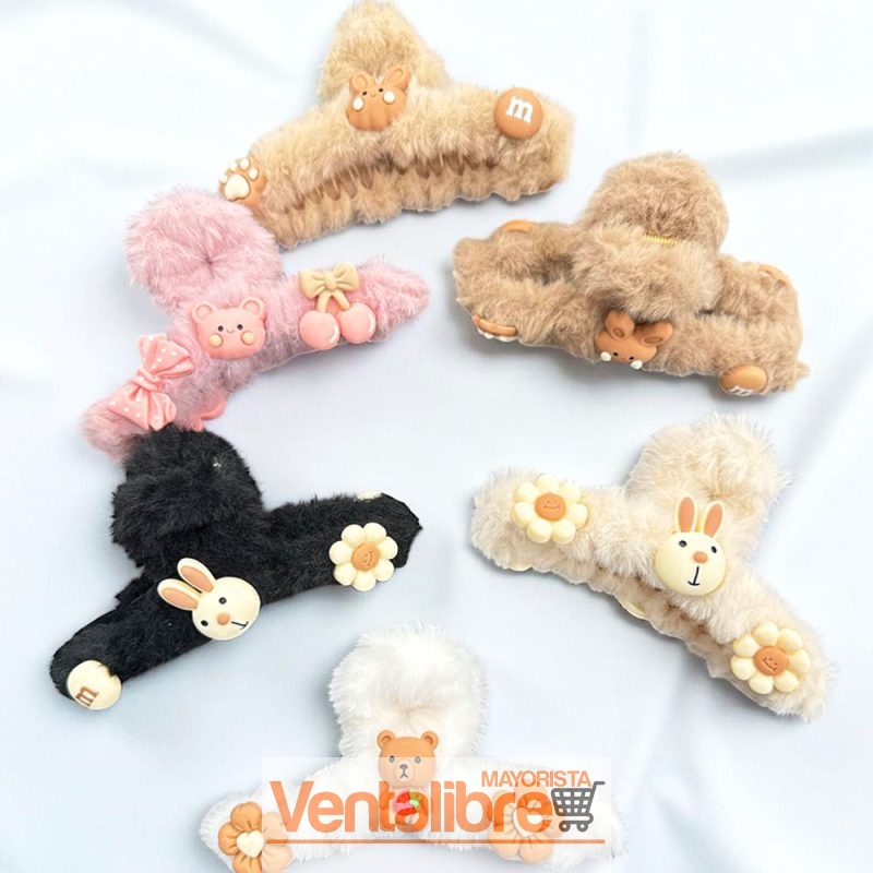 BROCHE PARA EL CABELLO DE PELUCHE CON DISEÑOS DE ANIMALES 11 CM.