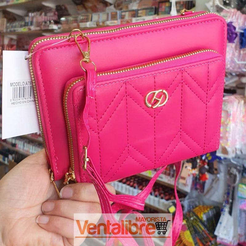 BILLETERA BANDOLERA CON PORTA CELULAR Y CORREA REGULABLE