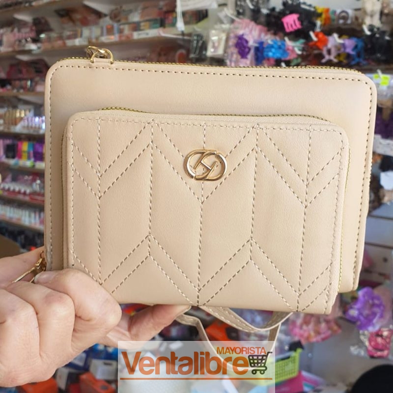 BILLETERA BANDOLERA CON PORTA CELULAR Y CORREA REGULABLE - Imagen 3
