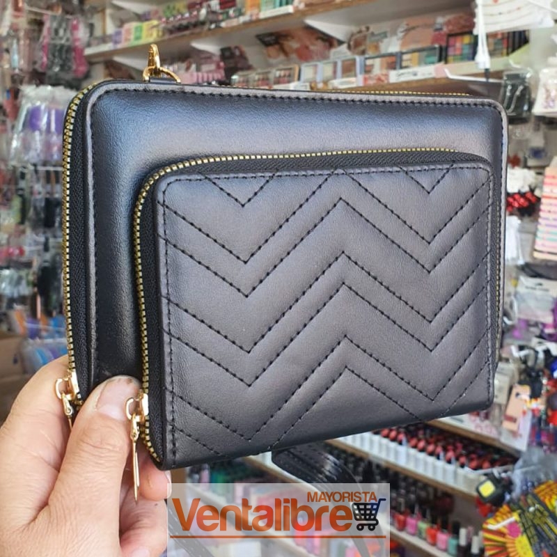 BILLETERA BANDOLERA CON PORTA CELULAR Y CORREA REGULABLE - Imagen 2