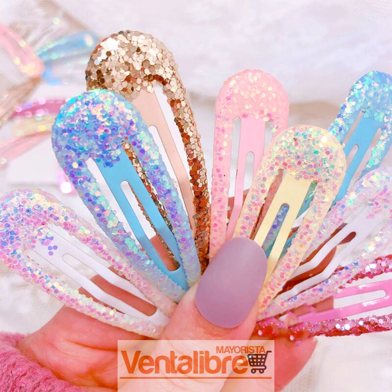 BLÍSTER DE 4 HEBILLAS TIC TAC PARA PELO CON GLITTER