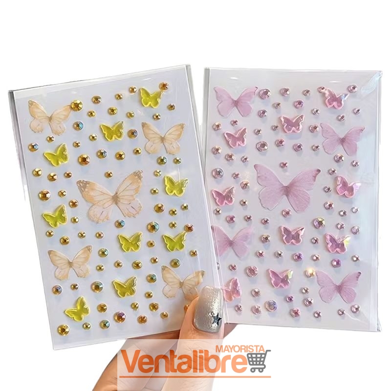 SRICKER STRASS DECORACIÓN ADHESIVA FACIAL CON FORMA DE MARIPOSA