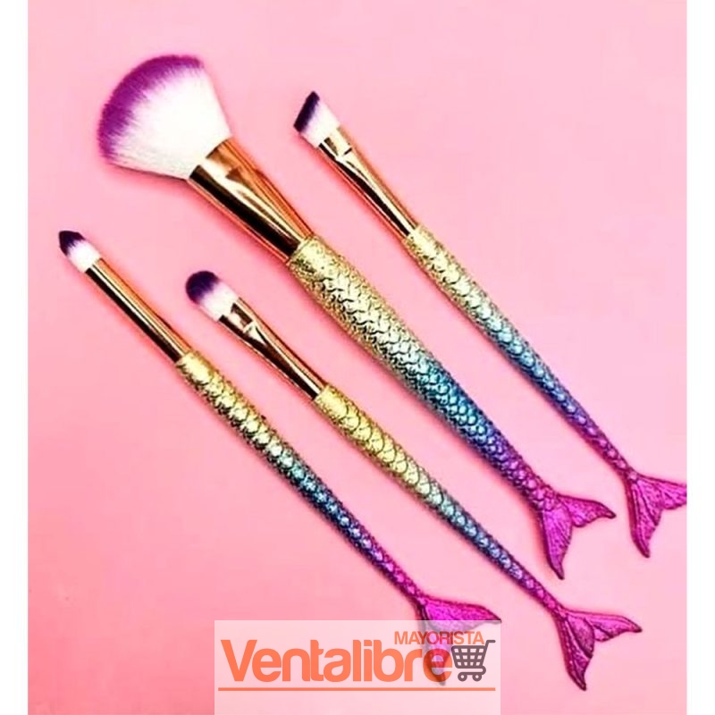 SET DE 4 BROCHAS SIRENA PARA MAQUILLAJES