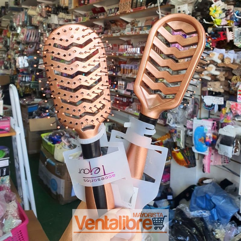 CEPILLO ARAÑA GRANDE ACANALADO PARA EL CABELLO DORADO