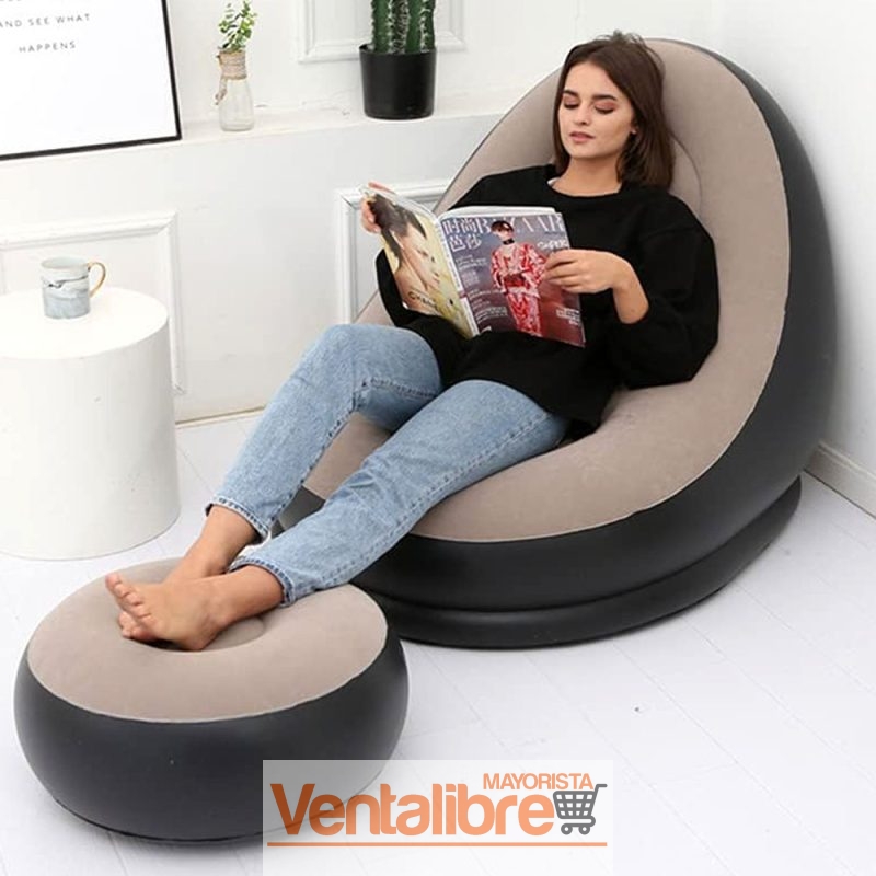 SILLÓN SOFÁ INFLABLE PUFF CON REPOSAPIÉS - Imagen 2