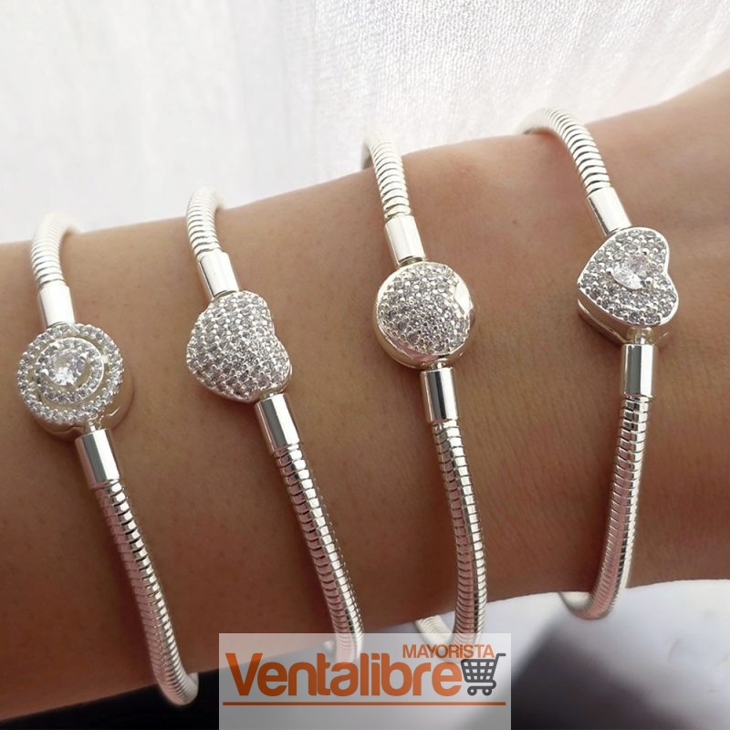 PULSERA DE ACERO BLANCO SIMIL PANDOR COLA DE RATÓN 3.5 MM. GROSOR 18 CM. - Imagen 2