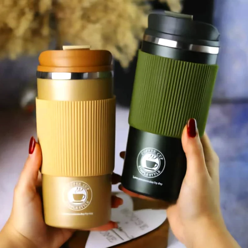 VASO TÉRMICO CON TAPA ANTIDERRAME EN ACERO INOXIDABLE 500ML