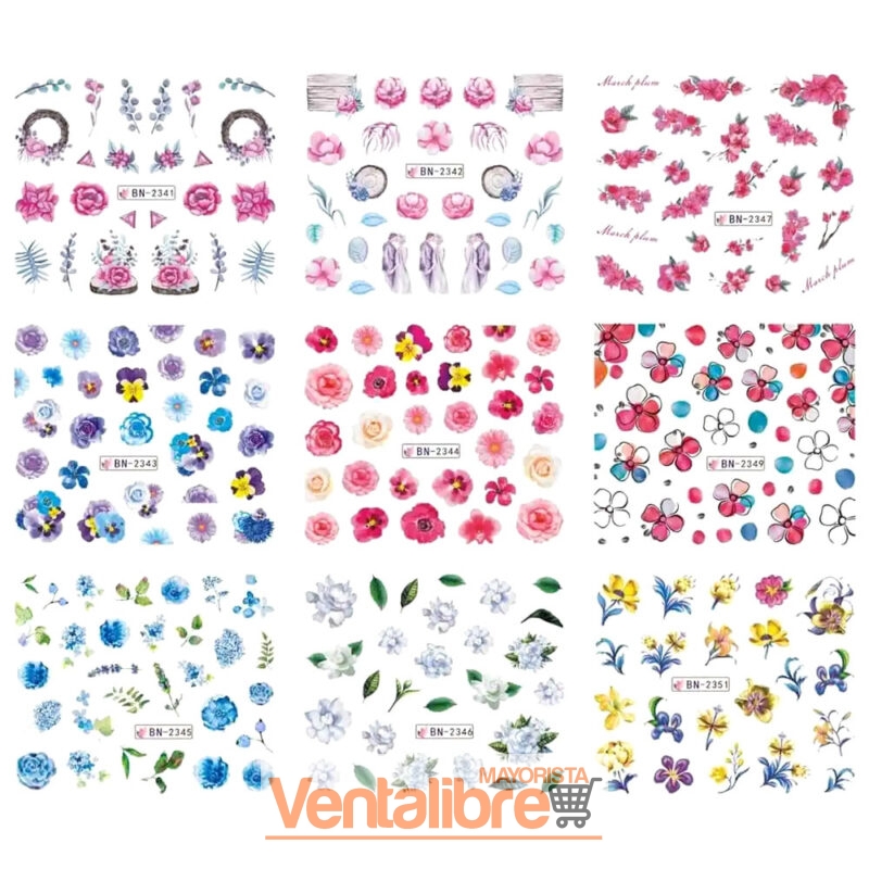 STICKERS AL AGUA PLANCHA GRANDE VARIOS ESTAMPADOS