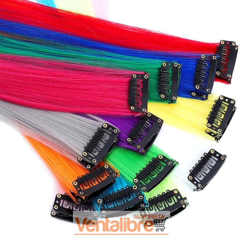 EXTENSIÓNES PELO SINTÉTICO LISO MECHAS CLIP FLUO - Imagen 2