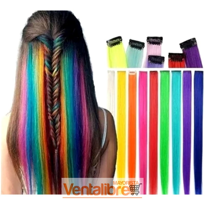 EXTENSIÓNES PELO SINTÉTICO LISO MECHAS CLIP FLUO - Imagen 5