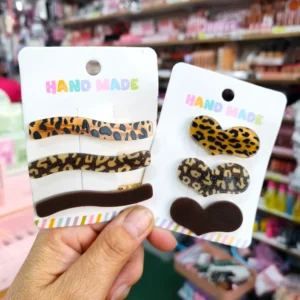 BLISTER DE TRES HEBILLA PICO ANIMAL PRINT