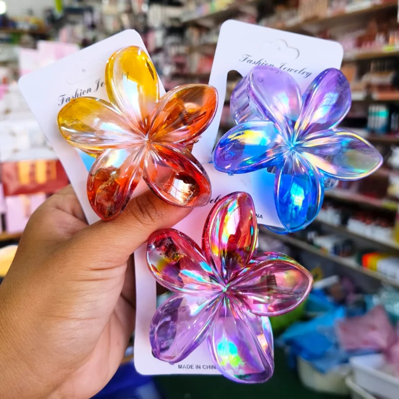 BROCHE FLOR HAWAIANA COLORES EXCELENTE CALIDAD