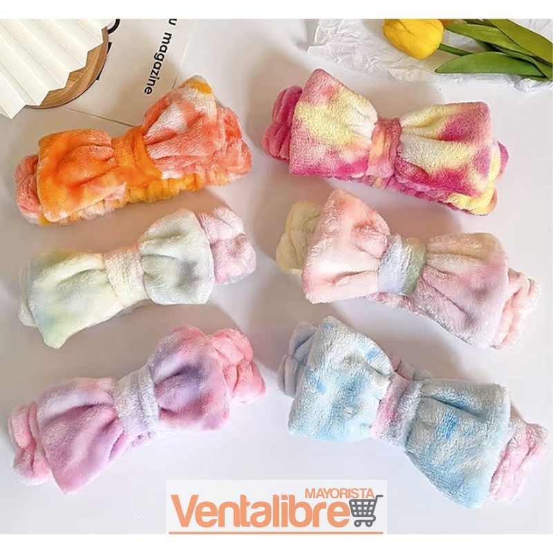 VINCHA ELÁSTICA PELUCHE DEGRADÉ CON MOÑO