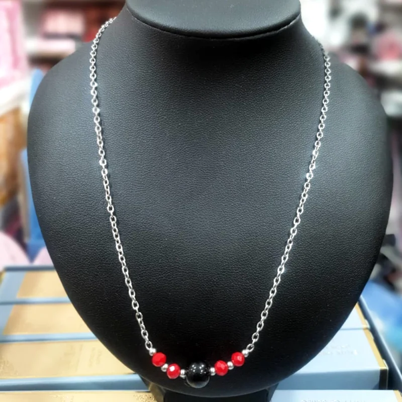 CADENA ACERO QUIRÚRGICO PLATEADO 50 CM. CON PERLAS