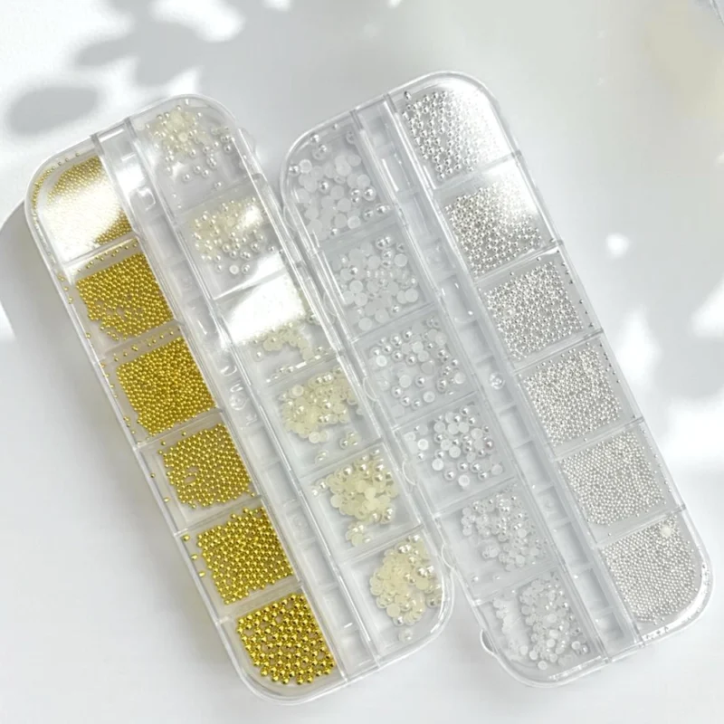 ORGANIZADOR CON DECORACIONES PARA UÑAS CAVIAR Y PERLAS