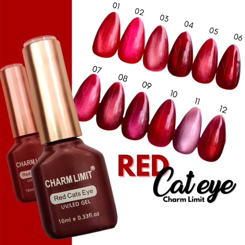 ESMALTES SEMI CAT EYE RED SERIE 10 COLORES ROJO OJO DE GATO