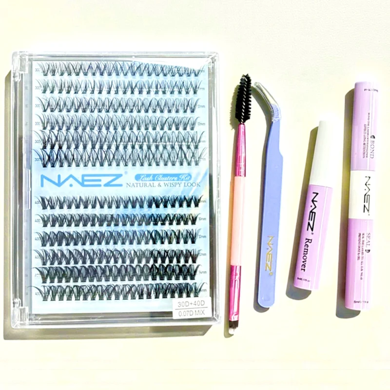 KIT DE PESTAÑAS 5 EN 1 + PINZA-PEGAMENTO-SELLADOR-REMOVEDOR-CEPILLOS