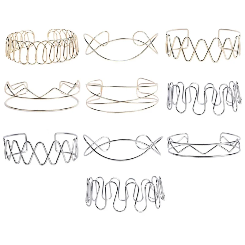 CHOKER RÍGIDO DOBLE CON DISEÑOS DORADOS Y PLATEADOS