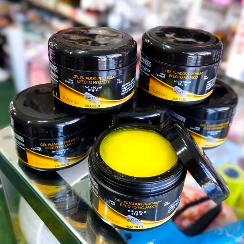 GEL FIJADOR PREMIUM EFECTO MOJADO AMARILLO 250G.