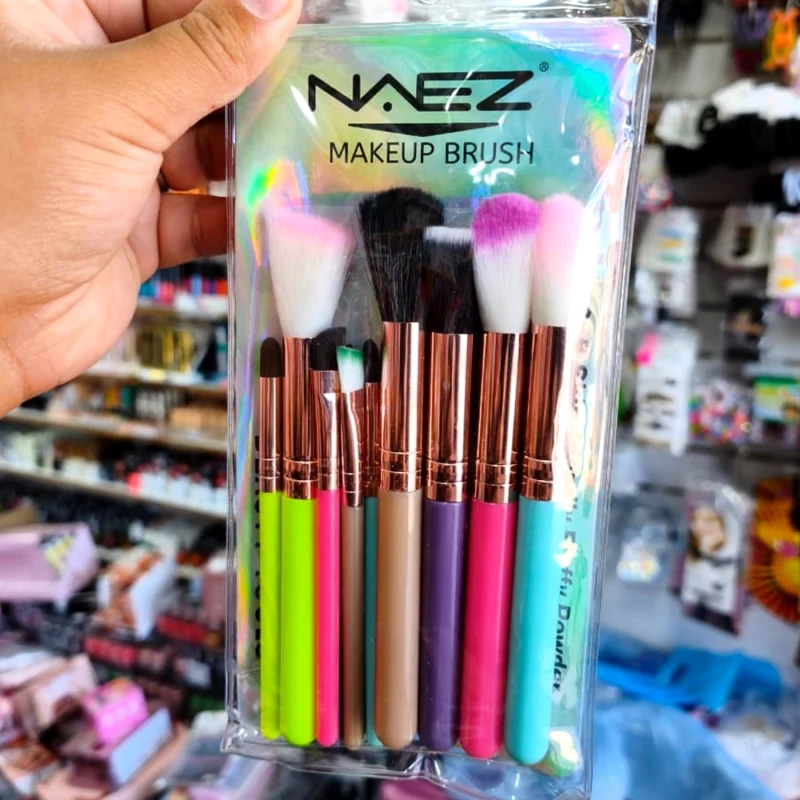 SET DE 10 BROCHAS PROFESIONALES PARA MAQUILLAJE VARIOS COLORES