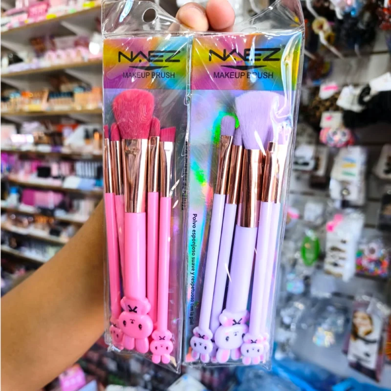 SET DE 5 BROCHAS PARA MAQUILLAJES VARIOS COLORES