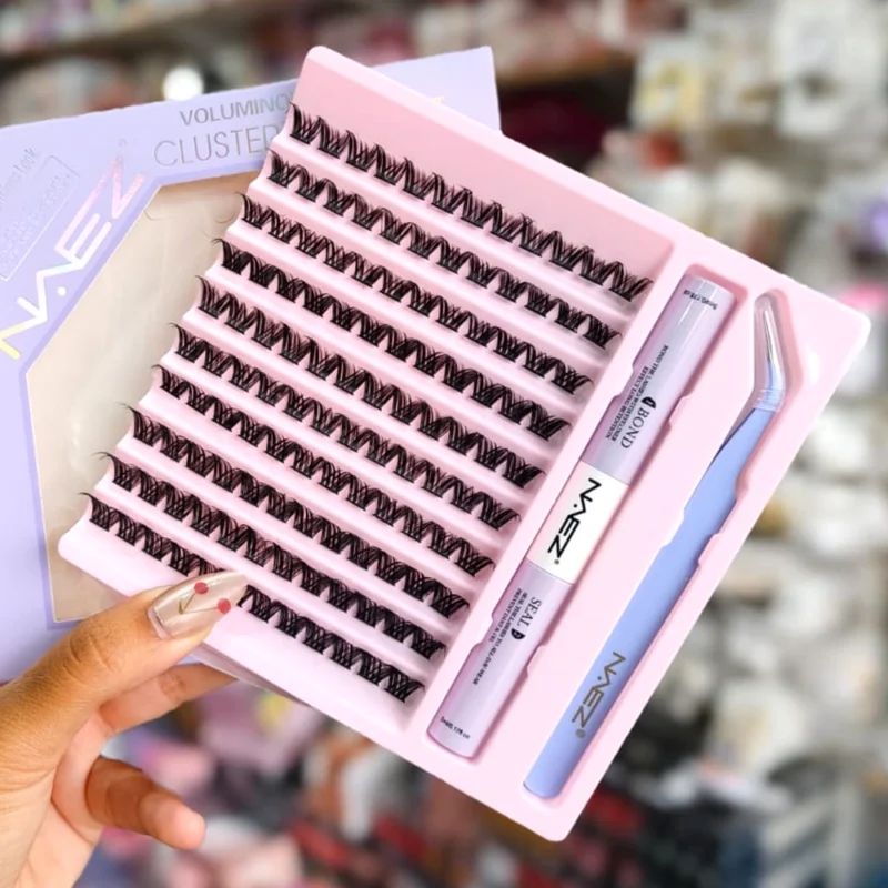 KIT DE PESTAÑAS 3 EN 1 + PINZA + PEGAMENTO DE LARGA DURACIÓN